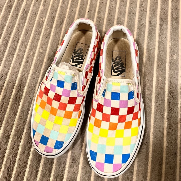Multi-color classic checkered slip on  vans - Picture 2 of 5